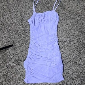 Lilac Ruched Bodycon Mini Dress